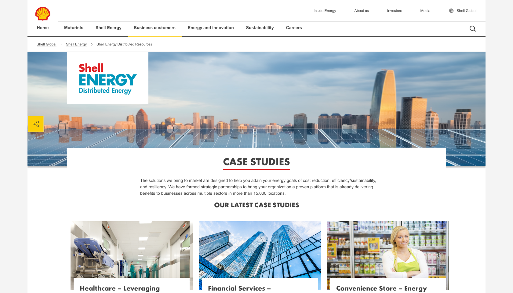 Shell Distributed Energy solutions page design three